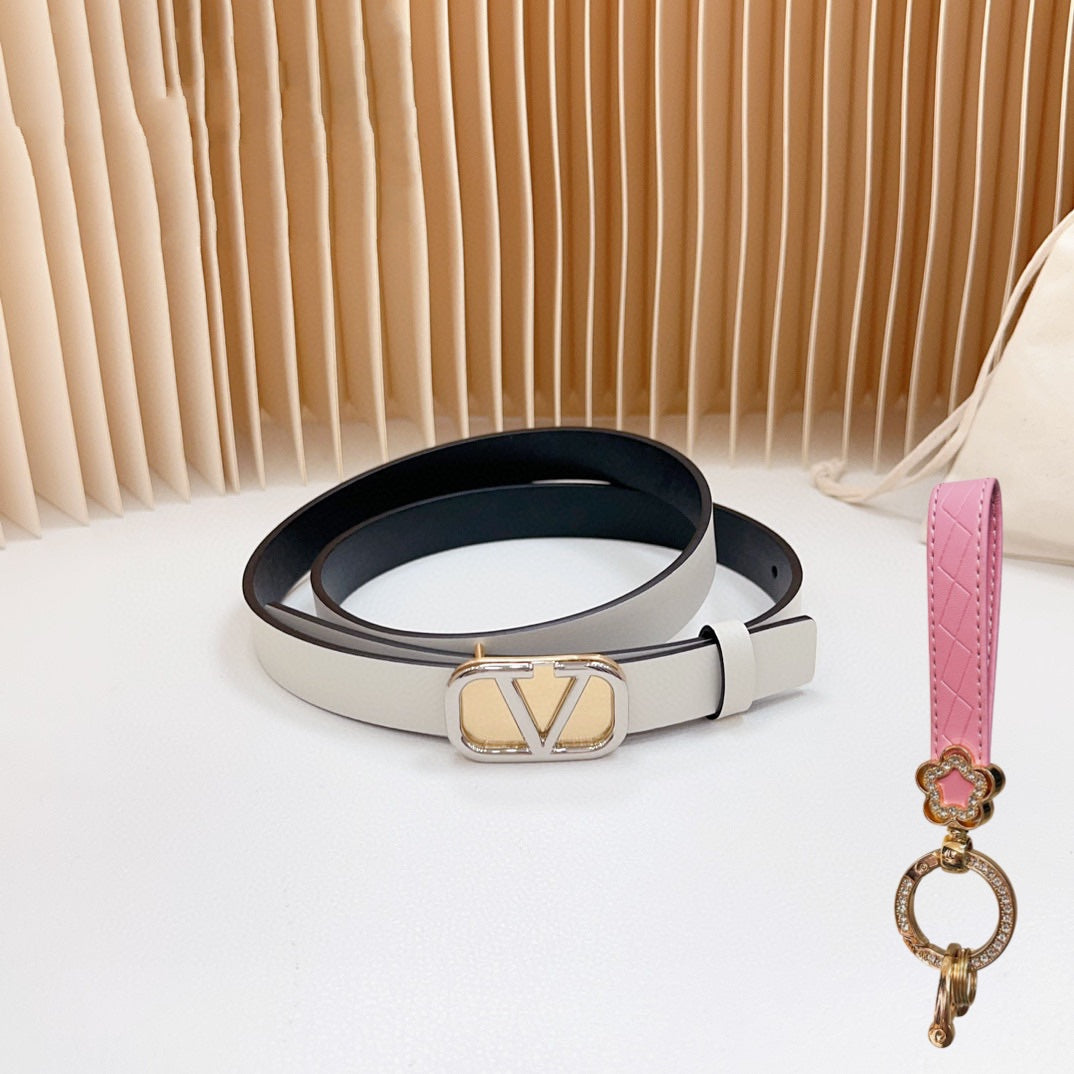 Silver Vlogo and Gold Hardware Buckle Black White Calfskin 20mm