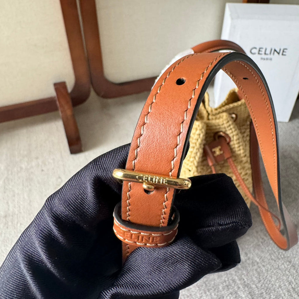 CLARA CLASSIC PANIER 25 IN BEIGE RAFFIA AND BROWN CALFSKIN