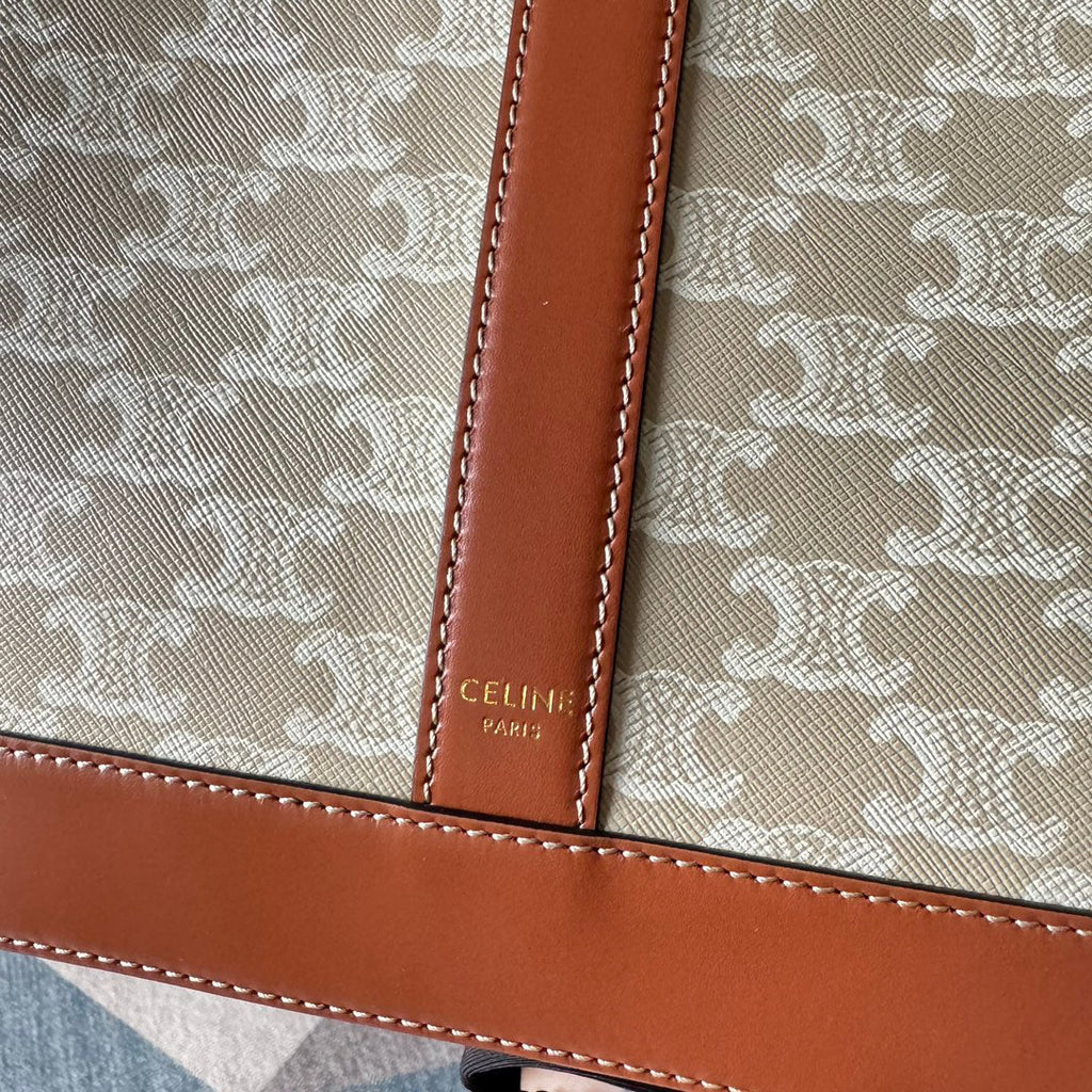 TRIOMPHE CANVAS 31.5 IN PRINTED CALFSKIN BROWN WHITE