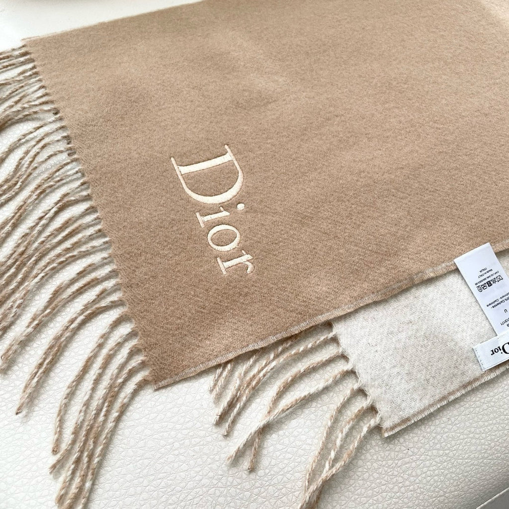 SCARF 180 CM CAMEL BEIGE WOOL AND CASHMERE 407335
