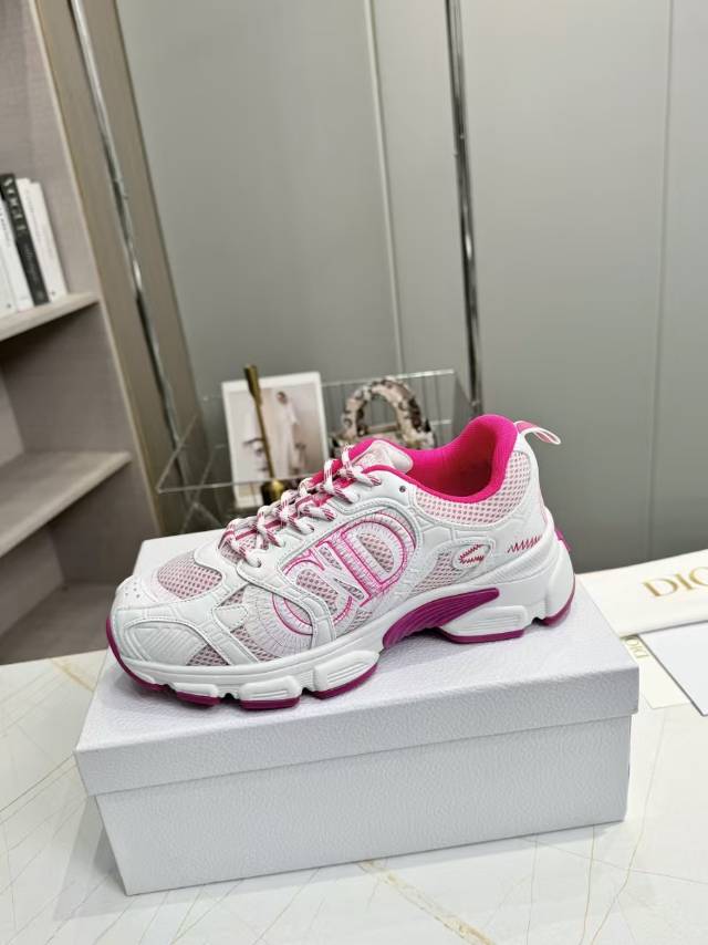 CD CHORONO SNEAKER IN WHITE AND PINK MESH