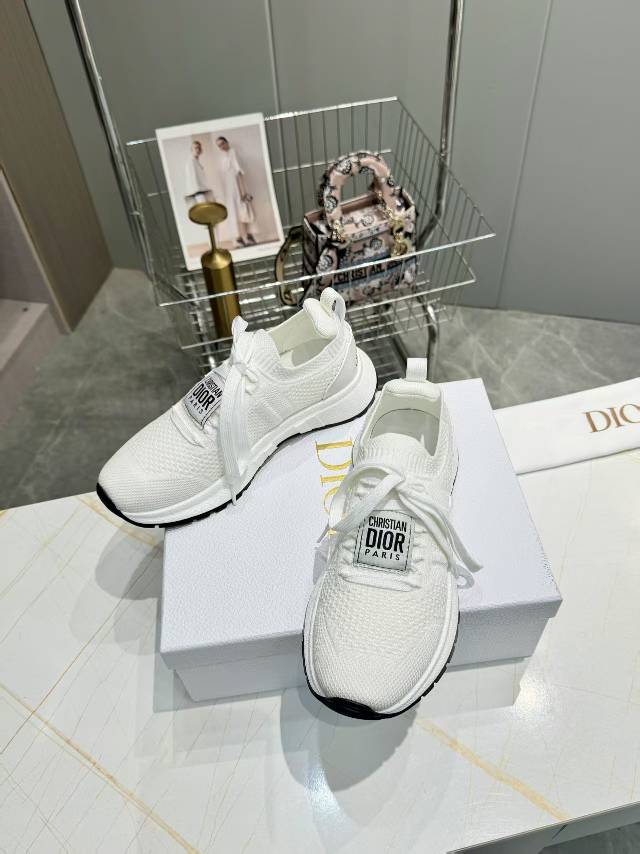 CD RUN SNEAKER IN WHITE MESH FABRIC TWO-TONE SOLE