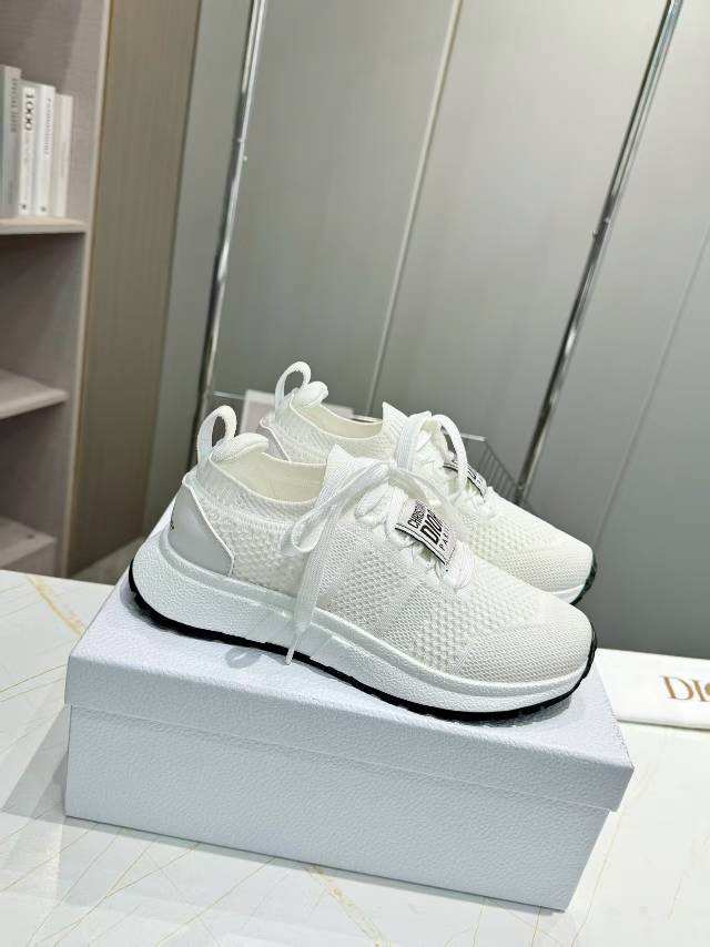 CD RUN SNEAKER IN WHITE MESH FABRIC TWO-TONE SOLE