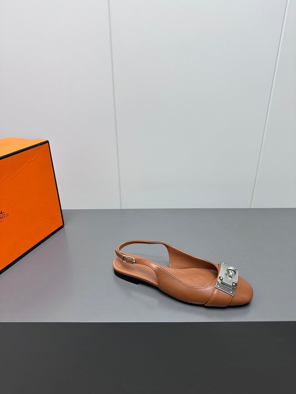 INNOCENTE SLINGBACK IN BRONZE BROWN CALFSKIN