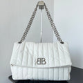 MONACO BAG 32 IN WHITE QUILTED THIN CALFSKIN SILVER HARDWARE