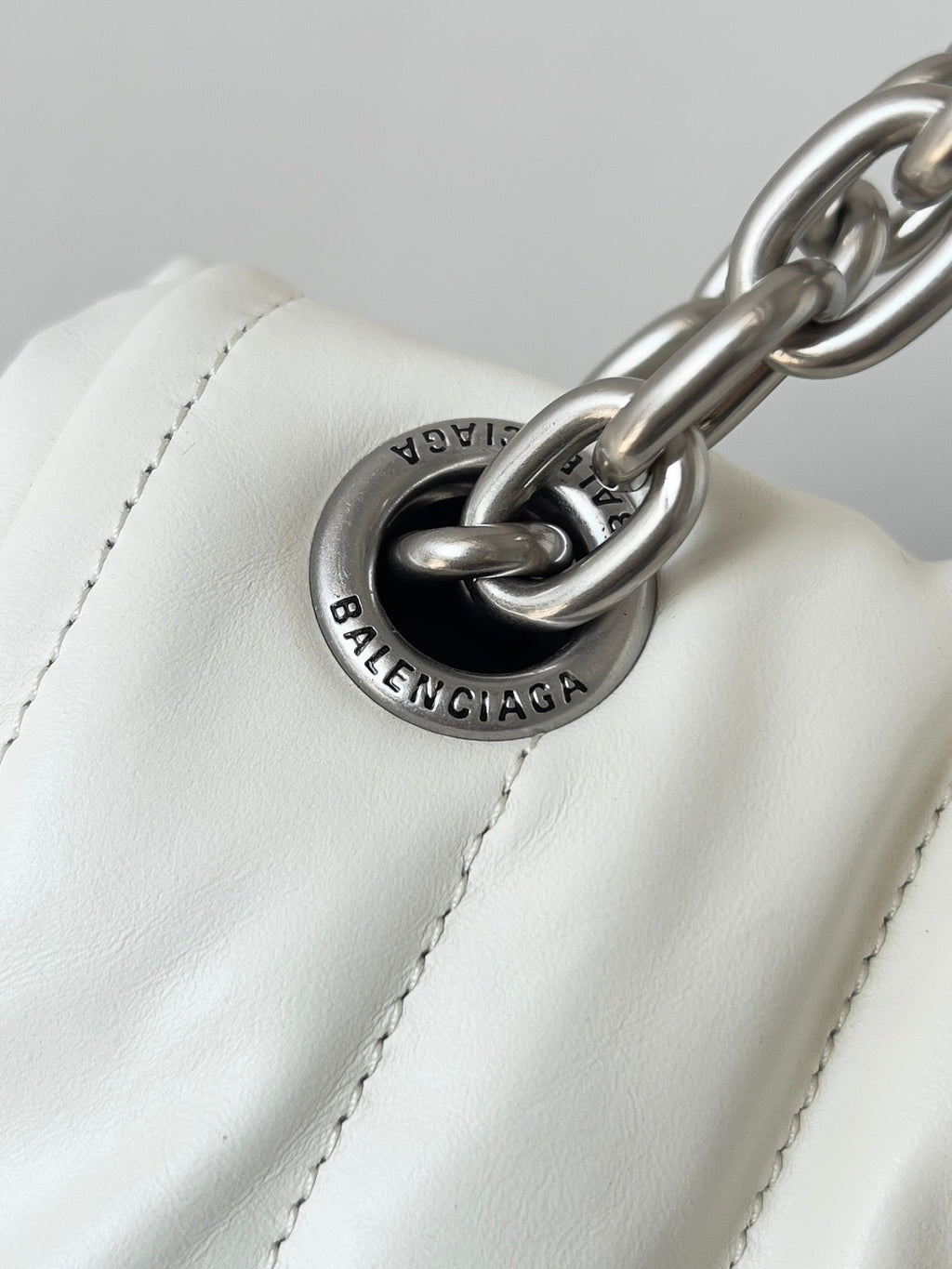 MONACO BAG 32 IN WHITE QUILTED THIN CALFSKIN SILVER HARDWARE