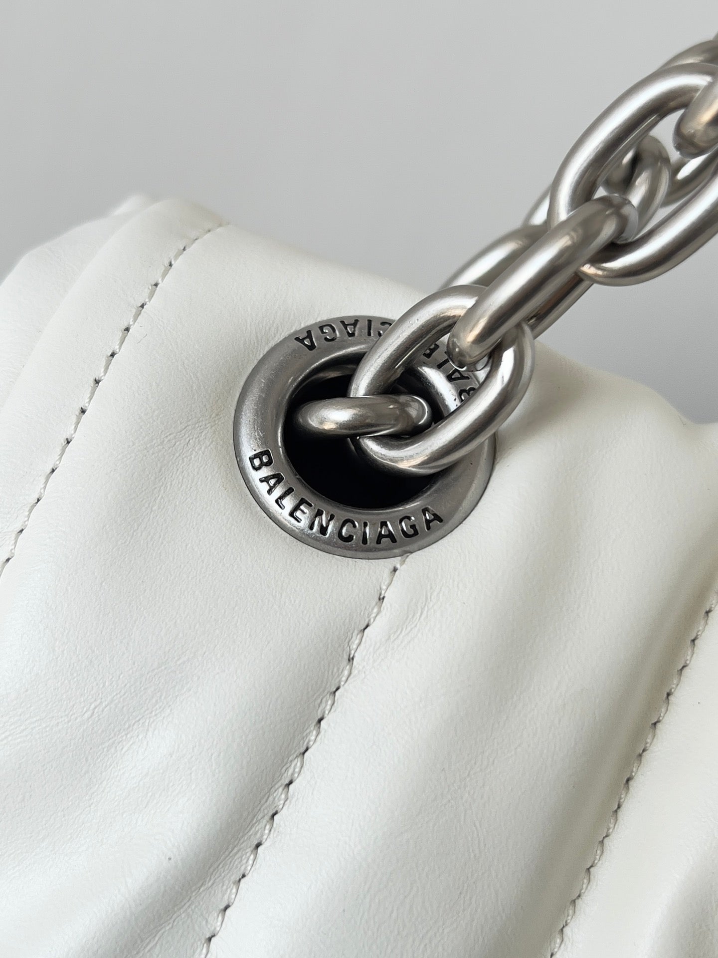 MONACO BAG 32 IN WHITE QUILTED THIN CALFSKIN SILVER HARDWARE