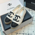 ESPADRILLES LOAFERS IN WHITE LAMBSKIN WITH BLACK LOGO
