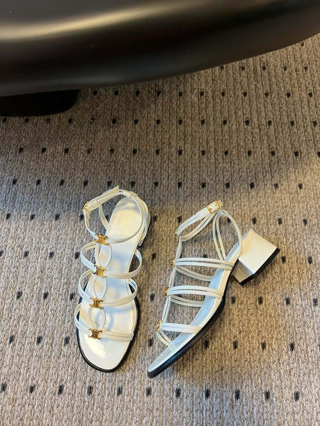 CLEMENCE MULTI TRIOMPHE 45 MM SANDAL IN WHITE LAMBSKIN