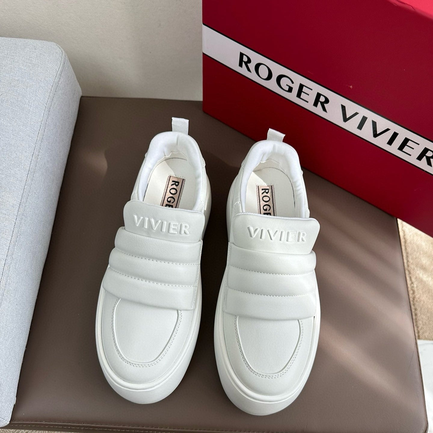 PUFFY LEATHER LOW TOP SNEAKERS IN WHITE LAMBSKIN