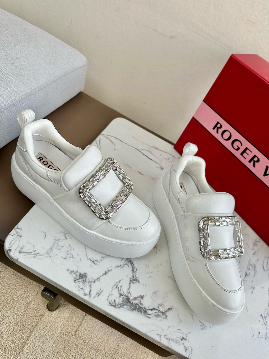 VIV' UP SNEAKERS IN WHITE CALFSKIN