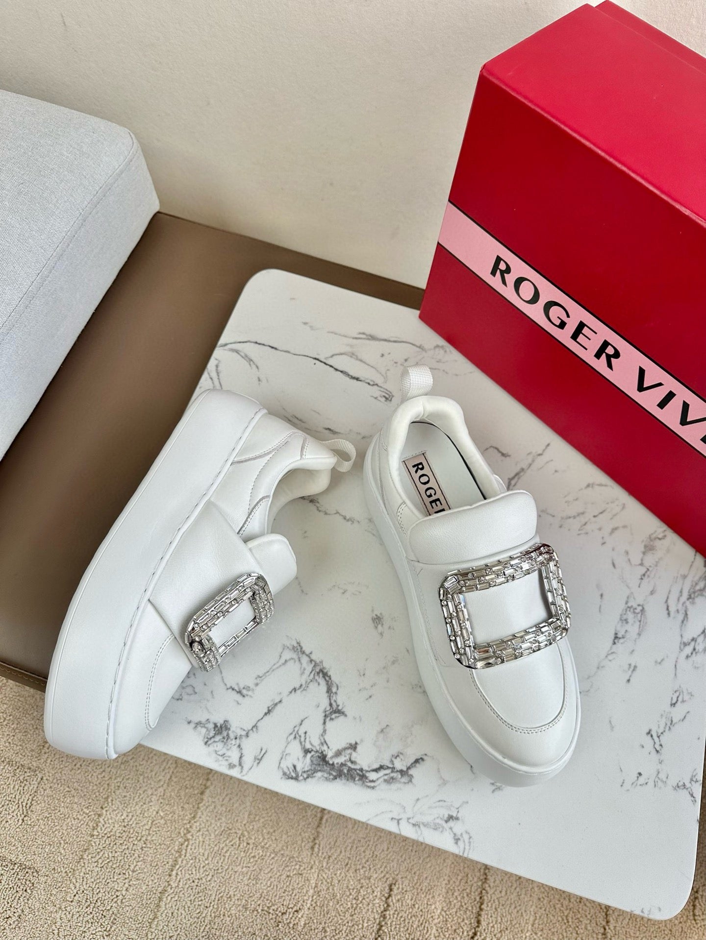 VIV' UP SNEAKERS IN WHITE CALFSKIN