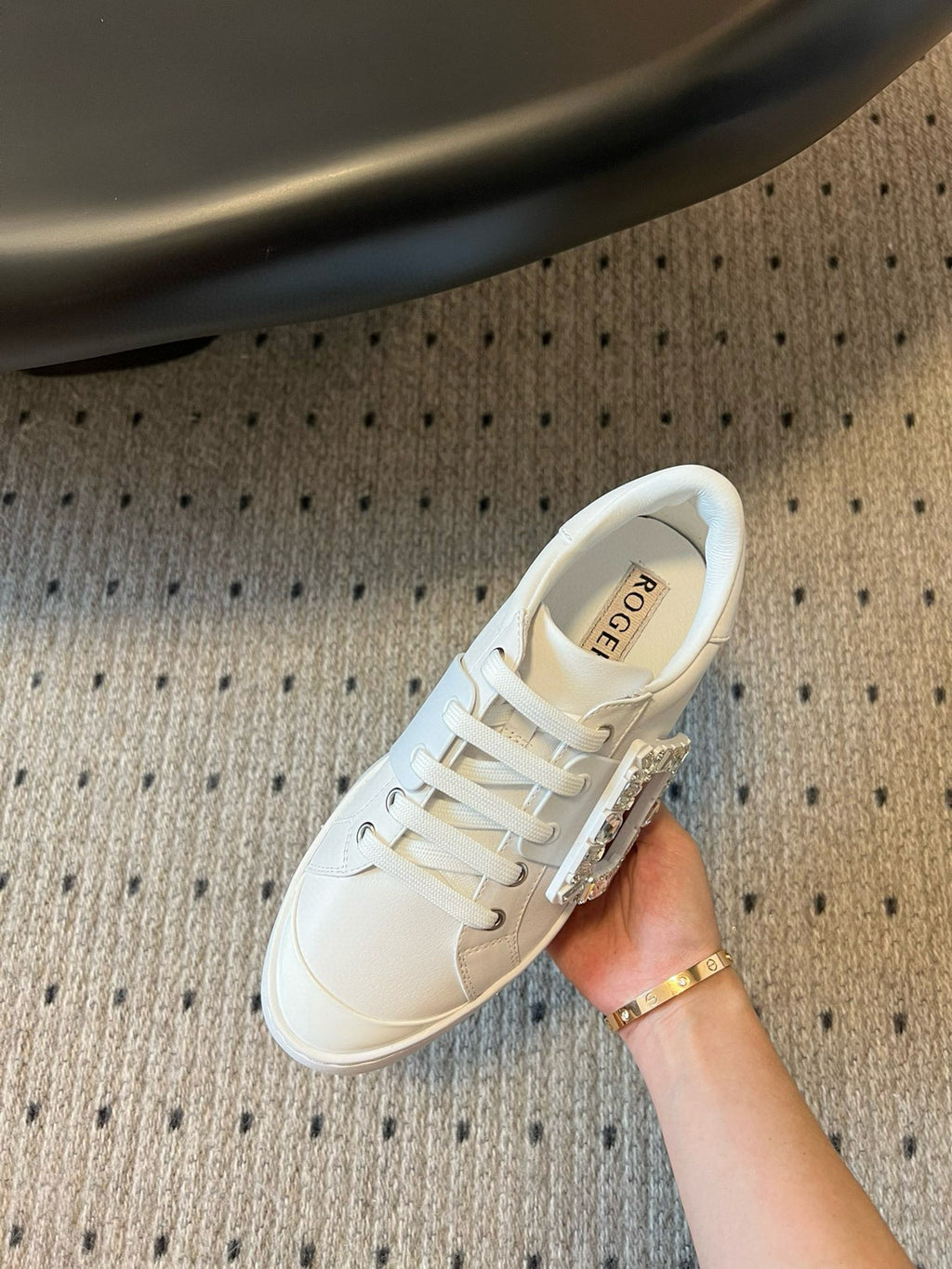 VIV' SKATE SNEAKERS IN WHITE SMOOTH CALFSKIN CRYSTAL BUCKLE