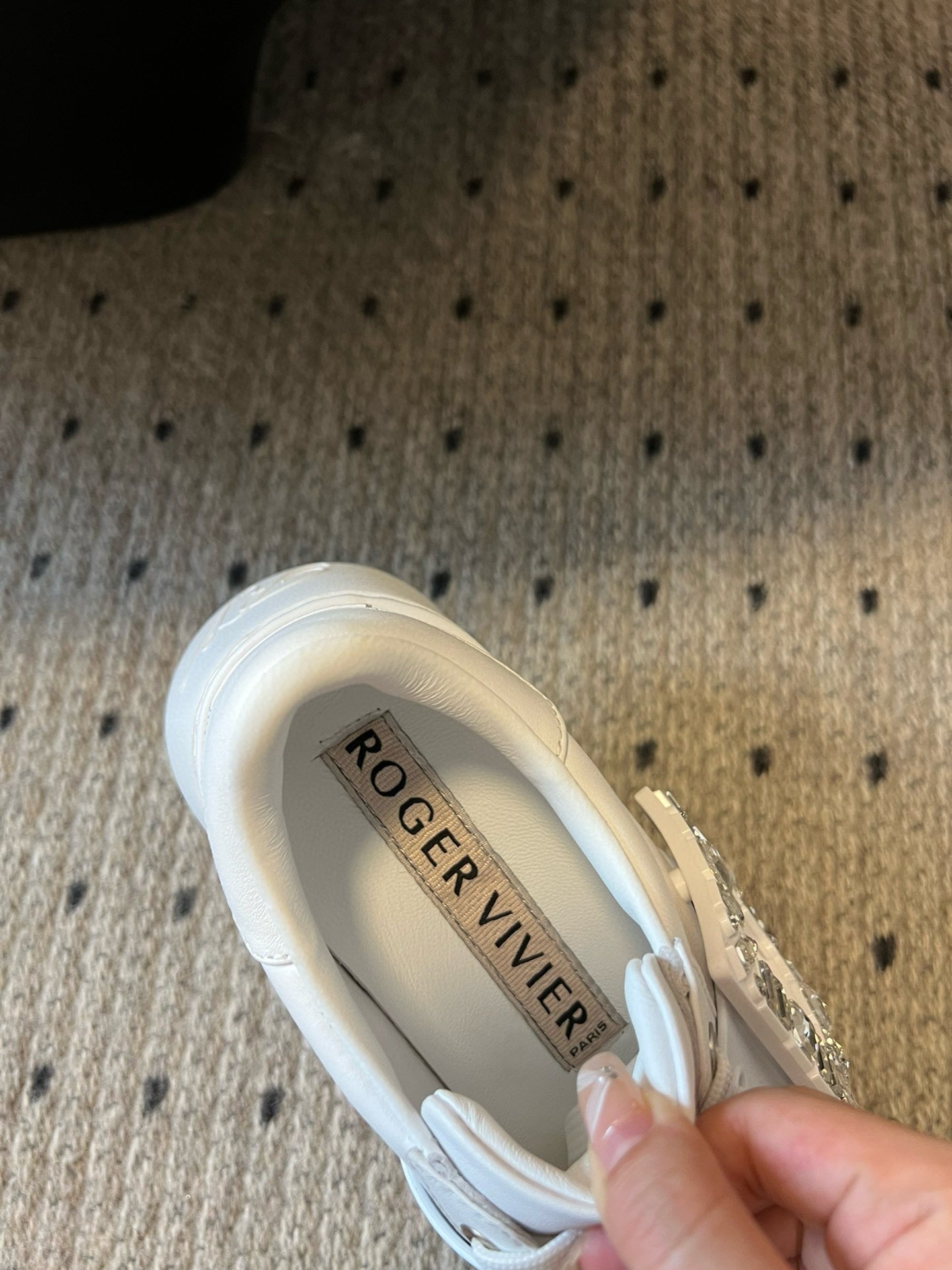 VIV' SKATE SNEAKERS IN WHITE SMOOTH CALFSKIN CRYSTAL BUCKLE