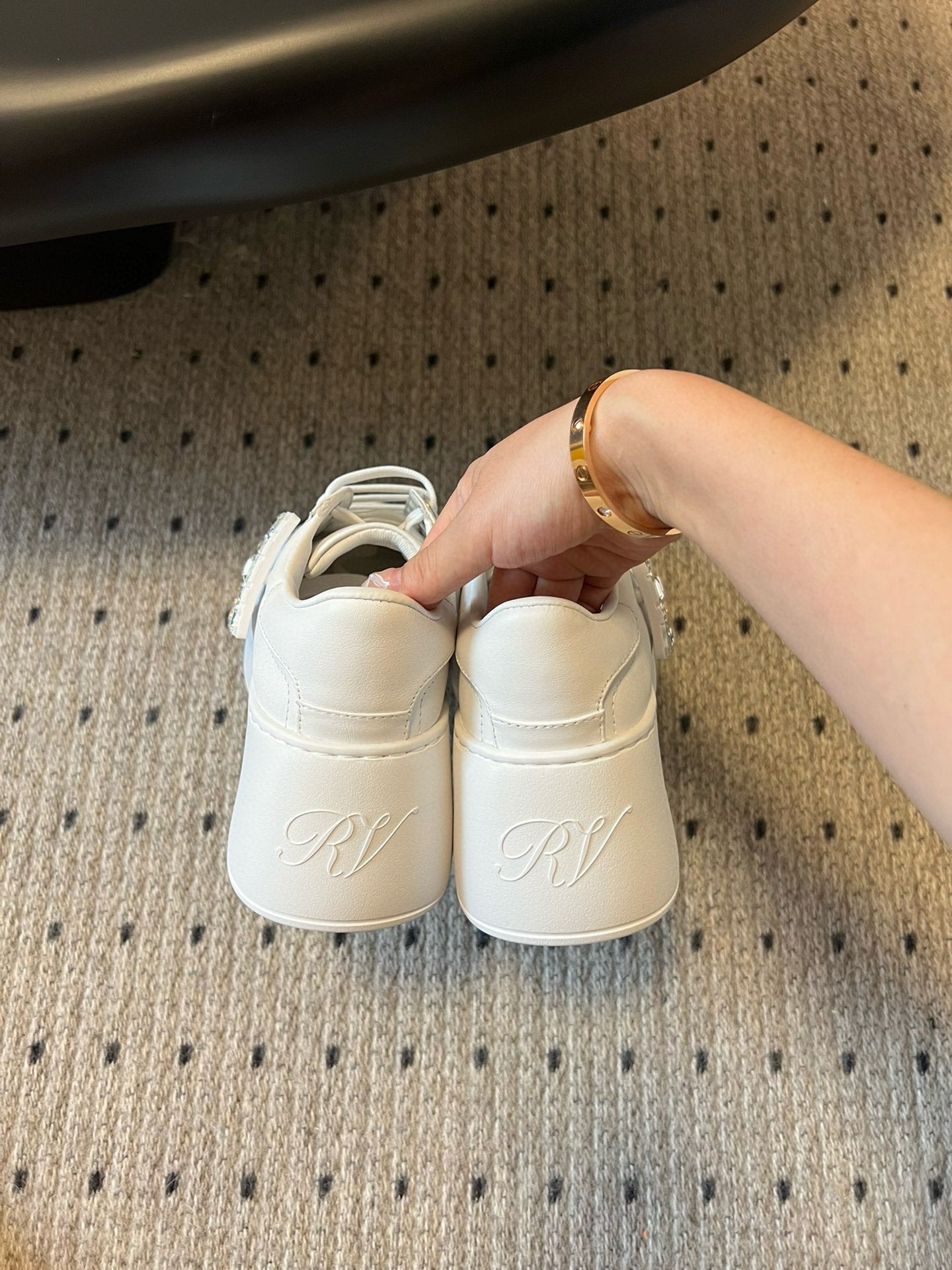 VIV' SKATE SNEAKERS IN WHITE SMOOTH CALFSKIN CRYSTAL BUCKLE