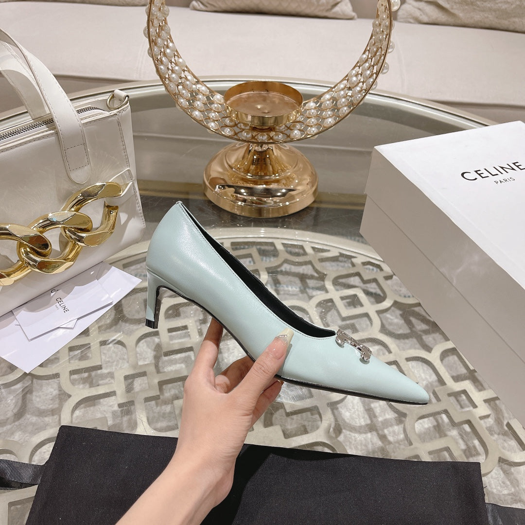 HIGH-HEELS 5 CM IN POWDER BLUE CALFSKIN