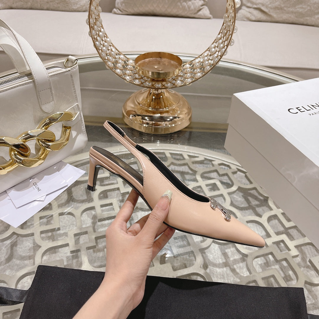 HIGH SLINGBACK 5 CM IN SEPIA TAN CALFSKIN