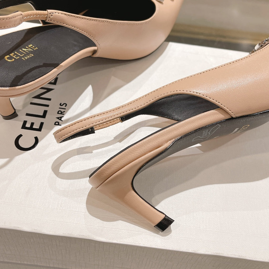 HIGH SLINGBACK 5 CM IN SEPIA TAN CALFSKIN