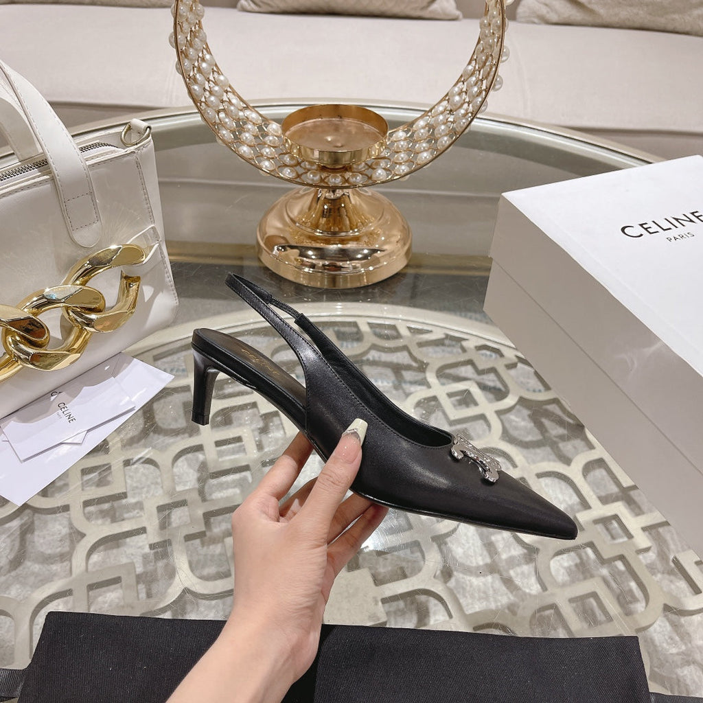 HIGH SLINGBACK 5 CM IN BLACK CALFSKIN