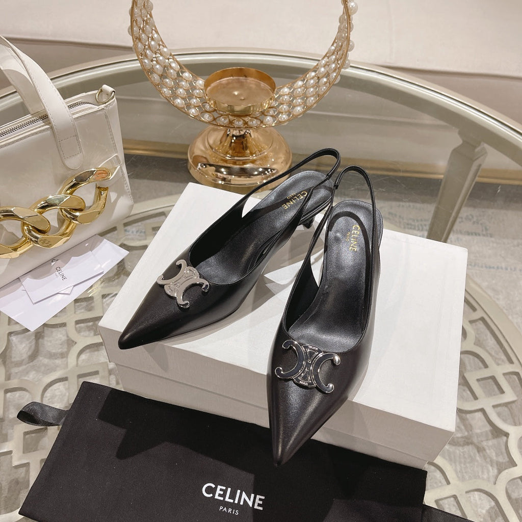 HIGH SLINGBACK 5 CM IN BLACK CALFSKIN