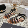 CLEA TRIOMPHE GLADIATOR SANDAL IN BLACK CALFSKIN - VEGETAL TANNING