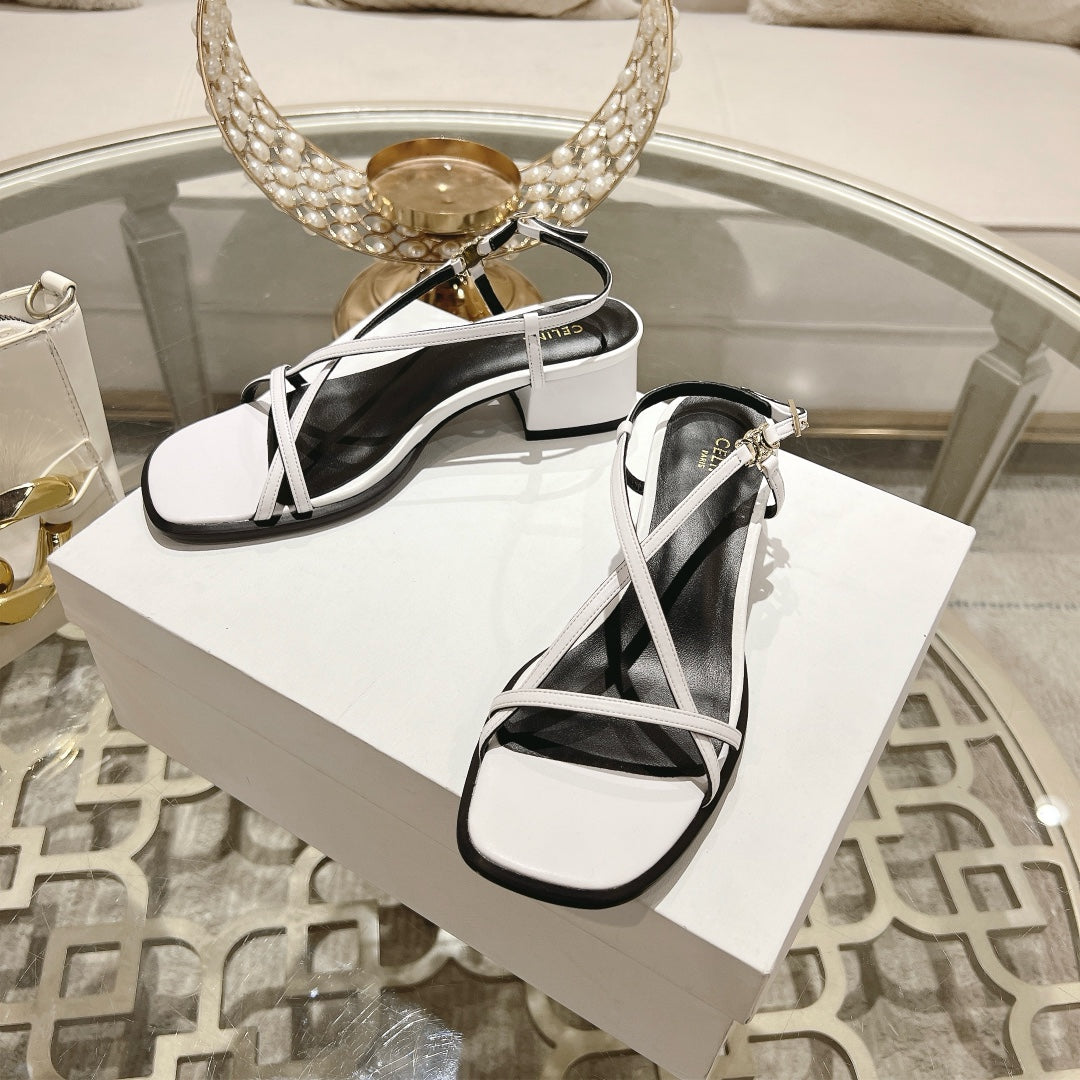 HIGH SANDAL 45MM IN WHITE LAMBSKIN