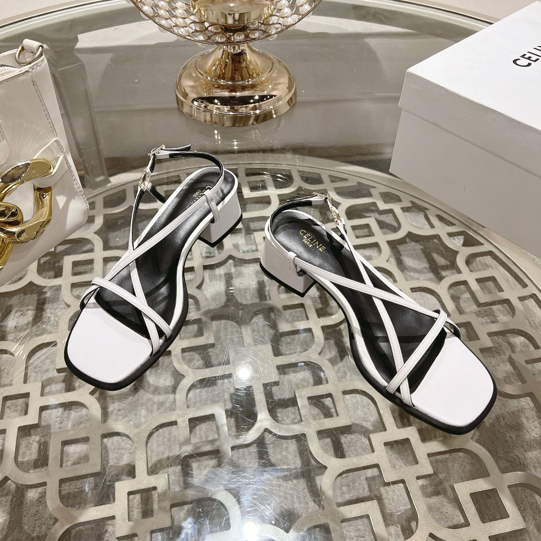 HIGH SANDAL 45MM IN WHITE LAMBSKIN