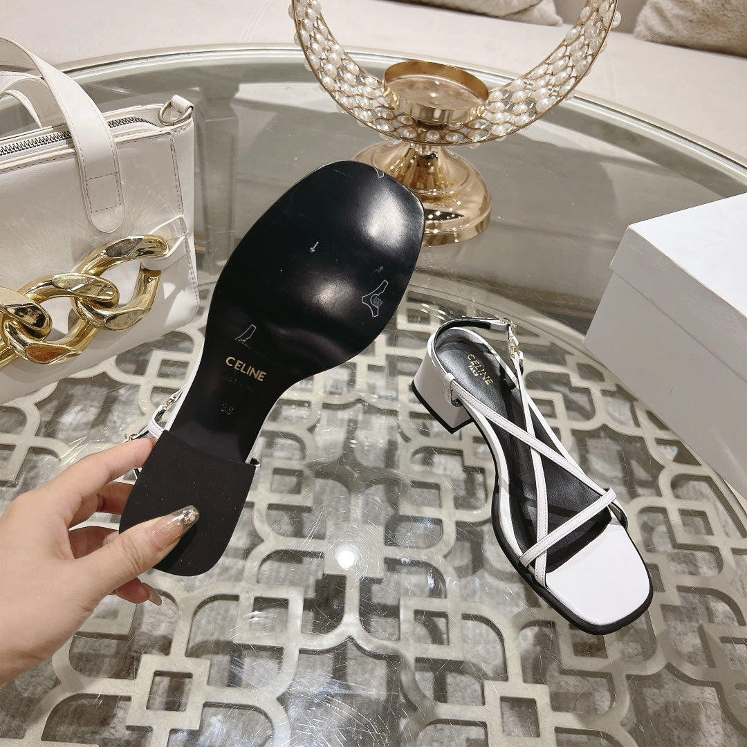 HIGH SANDAL 45MM IN WHITE LAMBSKIN