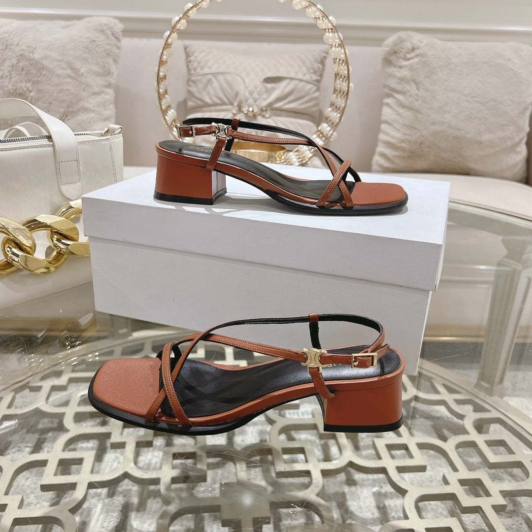 HIGH SANDAL 45MM IN RUSSET BROWN LAMBSKIN