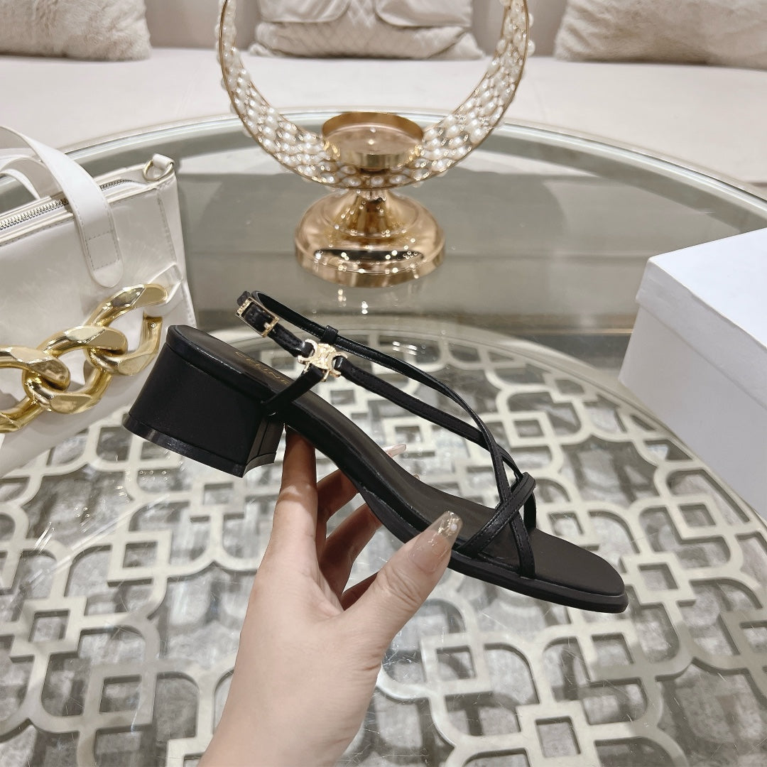 HIGH SANDAL 45MM IN BLACK LAMBSKIN