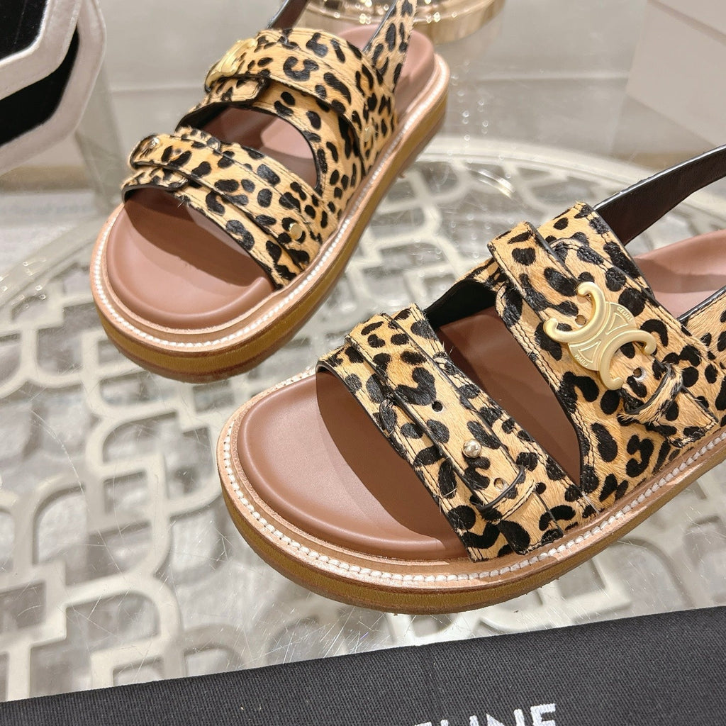 TIPPI TRIOMPHE SANDAL IN LEOPARD PRINTED HAIRY CALFSKIN