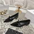 SUZY POINTY TOE BALLERINA IN BLACK PATENT CALFSKIN