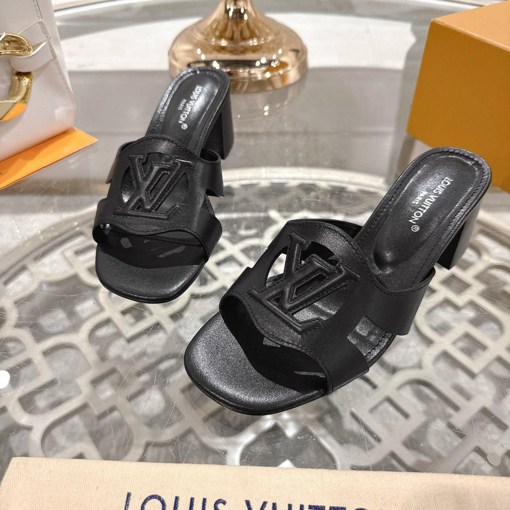 ISOLA HIGH 55 MM MULE IN BLACK CALFSKIN