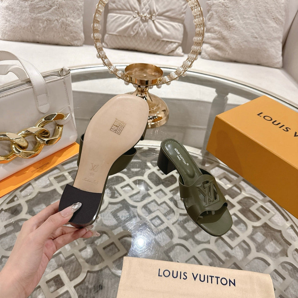 ISOLA HIGH 55 MM MULE IN ARMY GREEN CALFSKIN