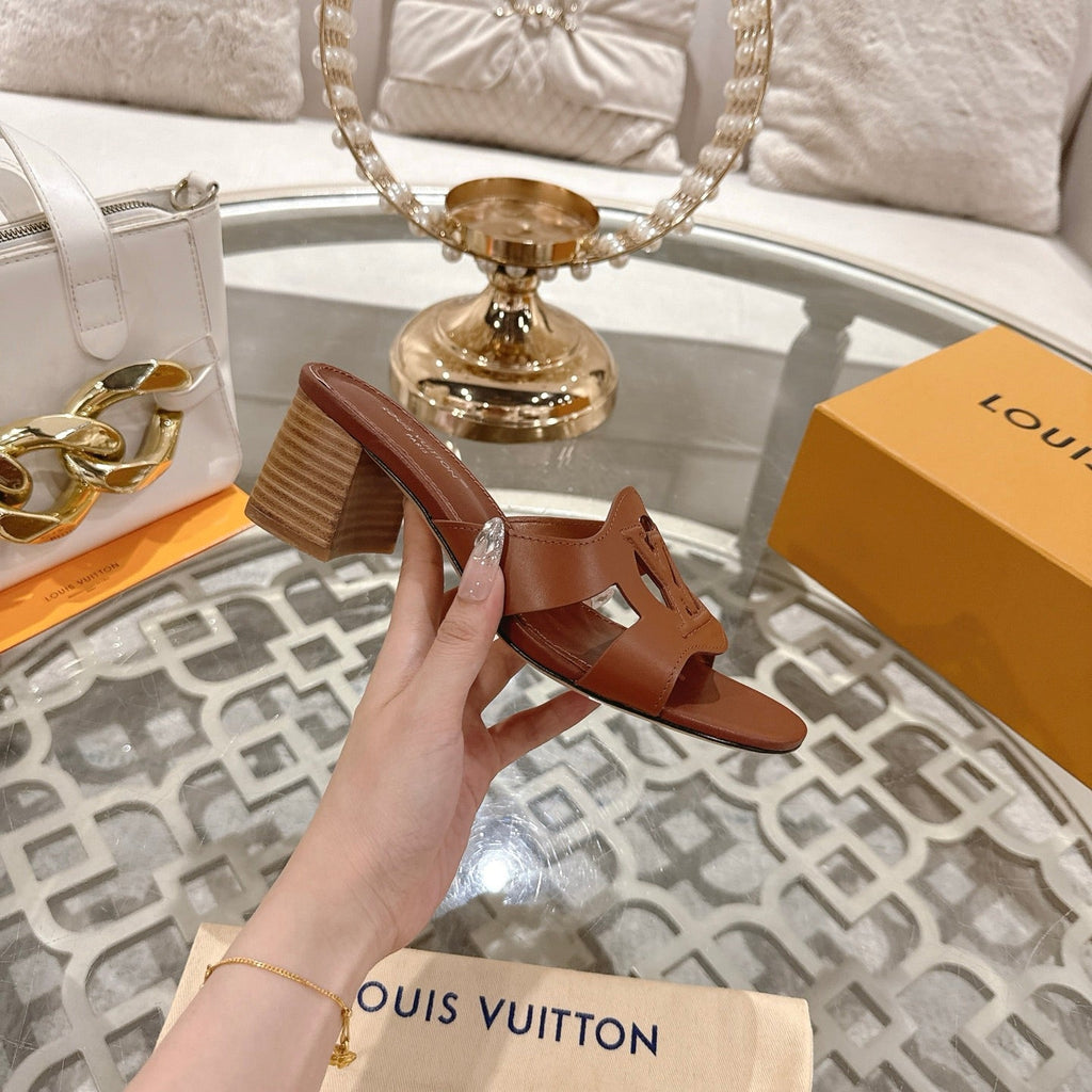 ISOLA HIGH 55 MM MULE IN PENNY BROWN CALFSKIN