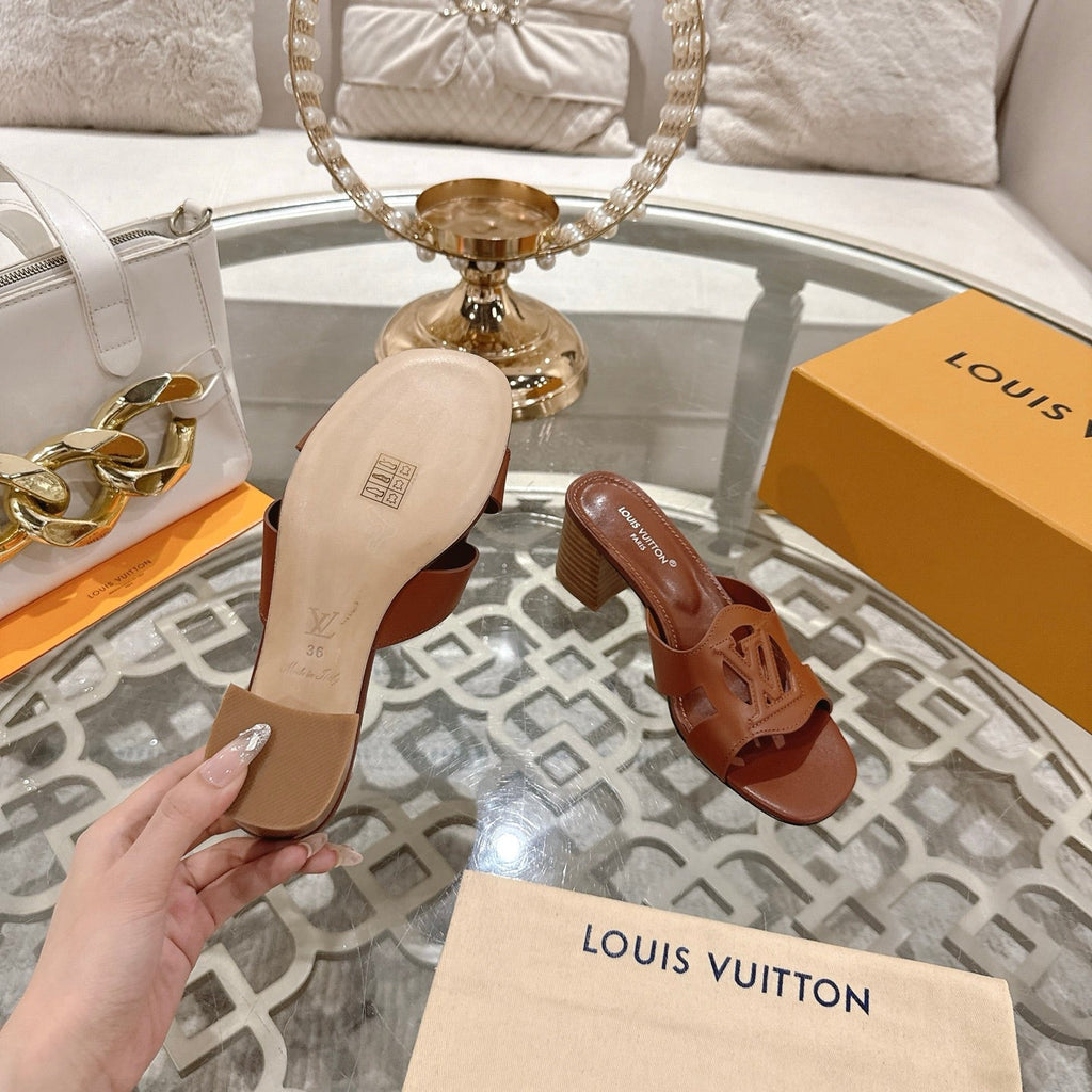 ISOLA HIGH 55 MM MULE IN PENNY BROWN CALFSKIN