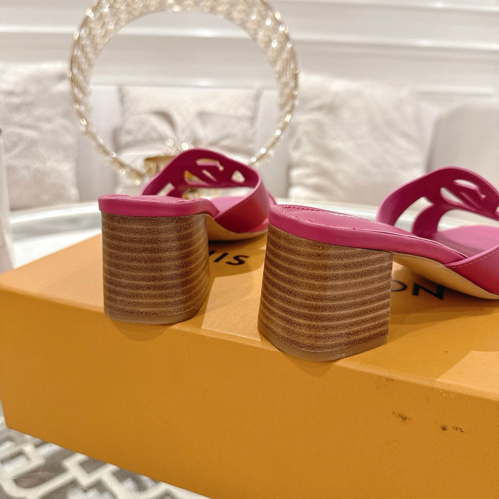 ISOLA HIGH 55 MM MULE IN DARK PINK CALFSKIN