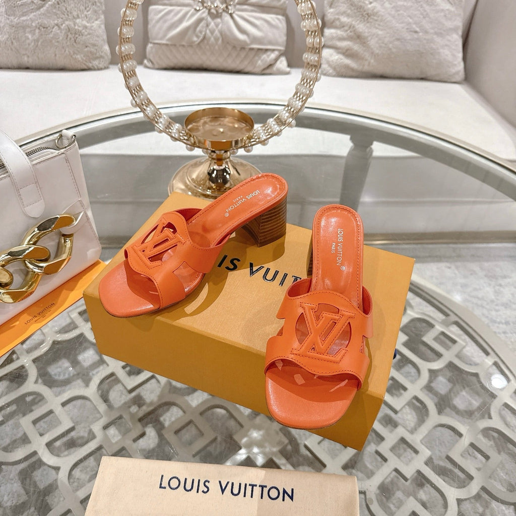 ISOLA HIGH 55 MM MULE IN VIVID ORANGE CALFSKIN