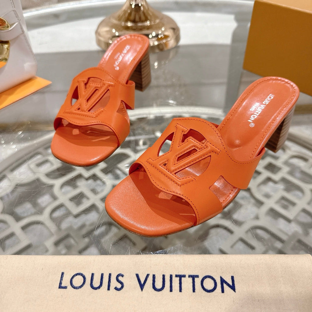 ISOLA HIGH 55 MM MULE IN VIVID ORANGE CALFSKIN