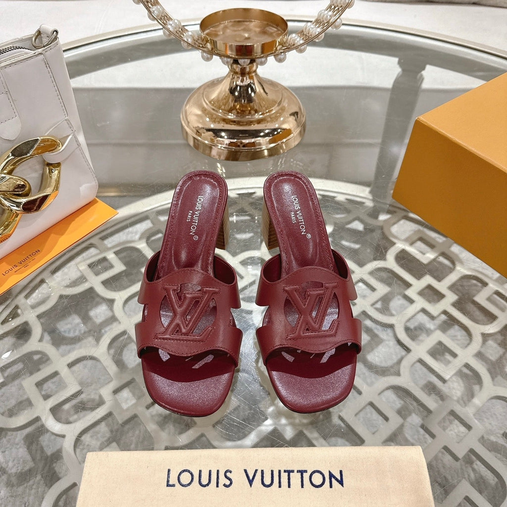 ISOLA HIGH 55 MM MULE IN JAM RED CALFSKIN