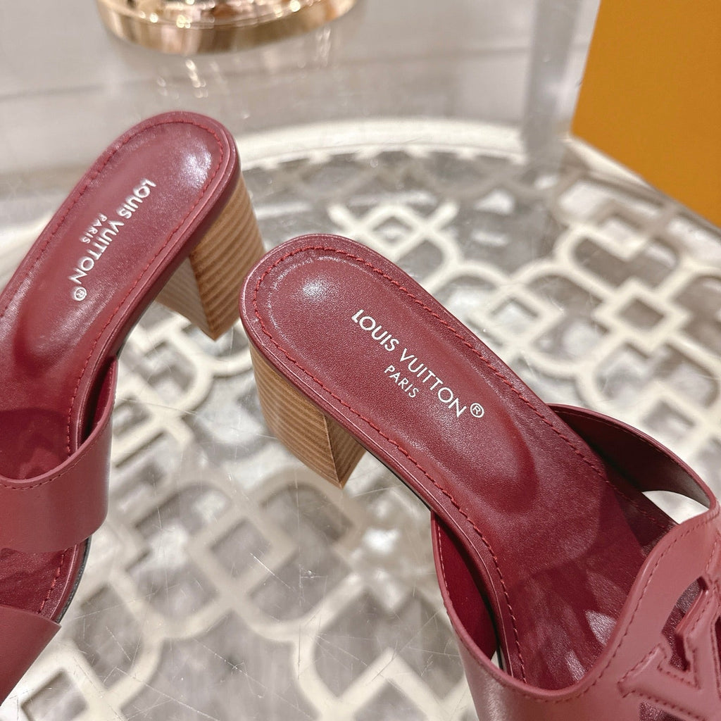 ISOLA HIGH 55 MM MULE IN JAM RED CALFSKIN