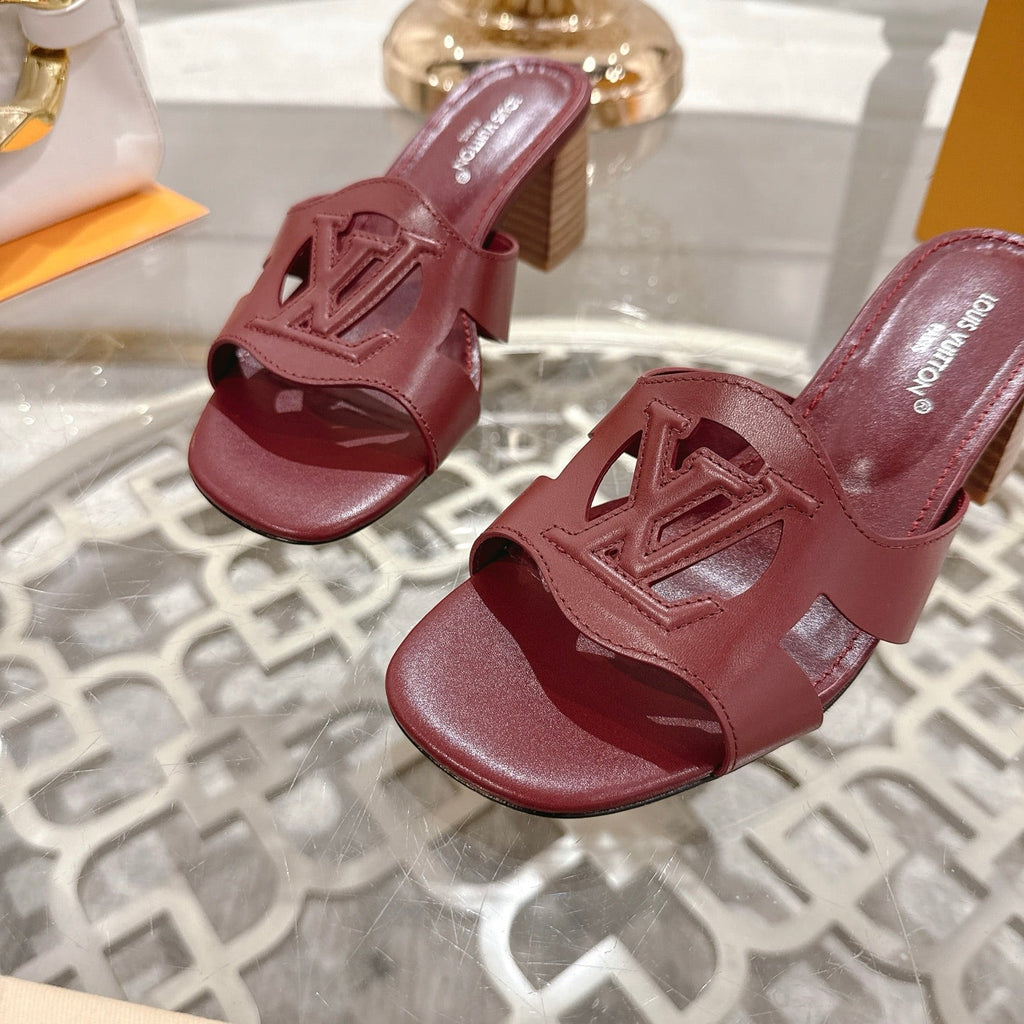 ISOLA HIGH 55 MM MULE IN JAM RED CALFSKIN