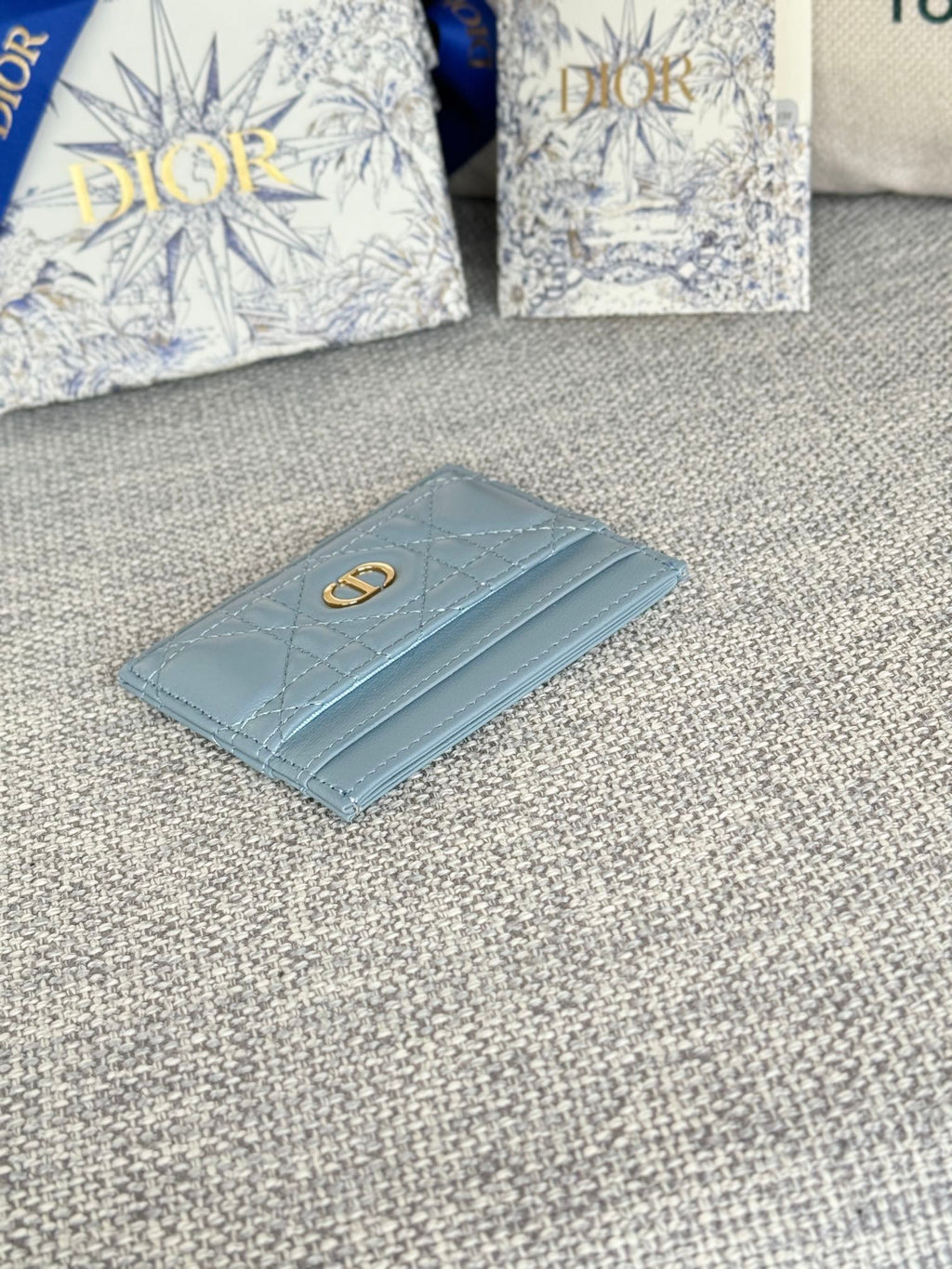 CARO FREESIA CARD HOLDER 10 IN BABY BLUE CANNAGE CALFSKIN