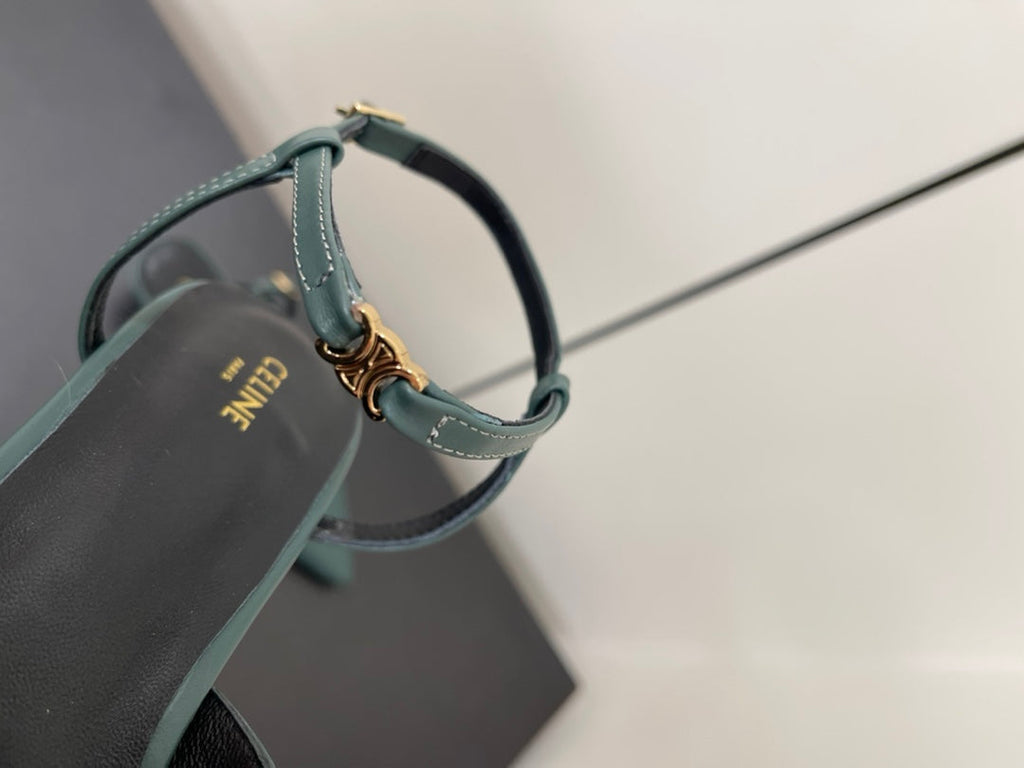 MORRAINE SLINGBACK PUMPS IN TEAL GREEN CALFSKIN