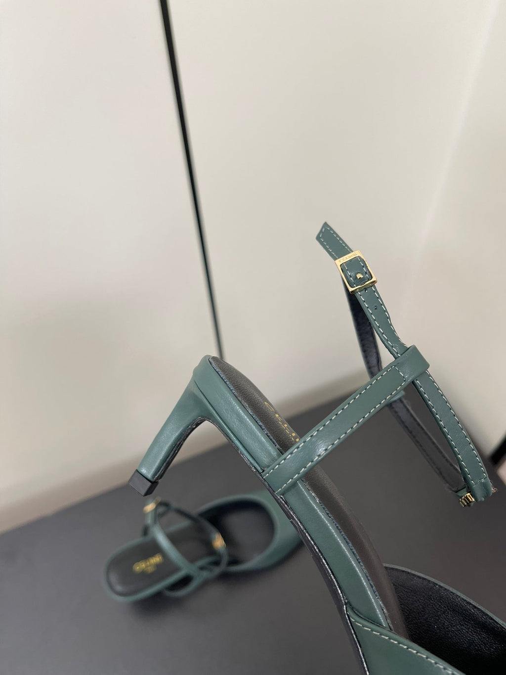 MORRAINE SLINGBACK PUMPS IN TEAL GREEN CALFSKIN