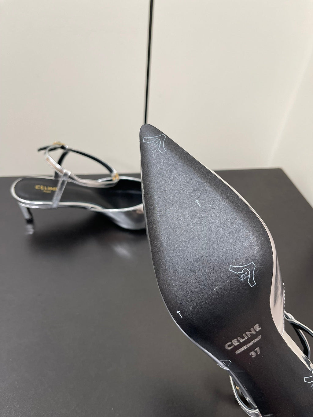 MORRAINE SLINGBACK PUMPS IN SILVER CALFSKIN