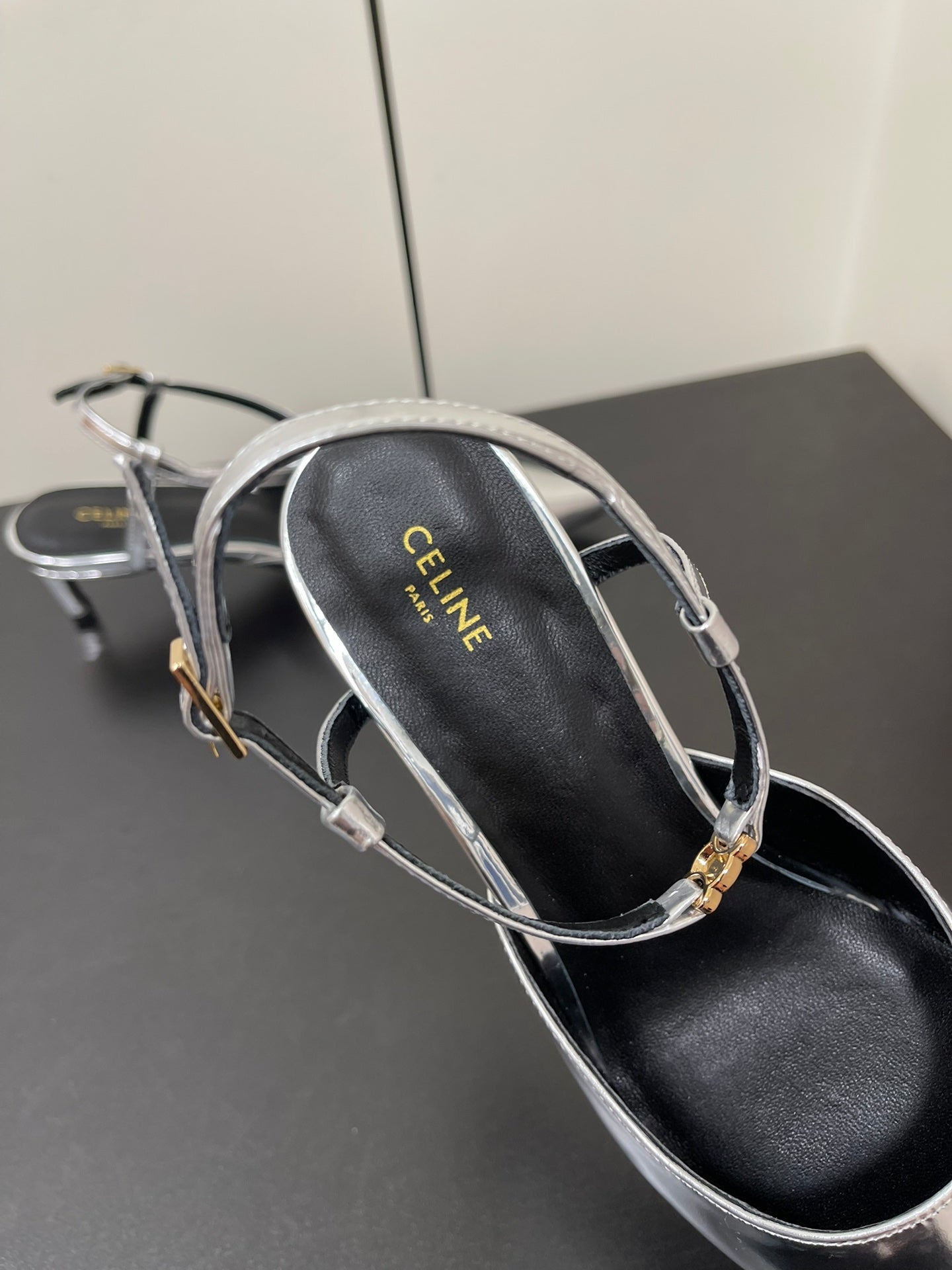 MORRAINE SLINGBACK PUMPS IN SILVER CALFSKIN