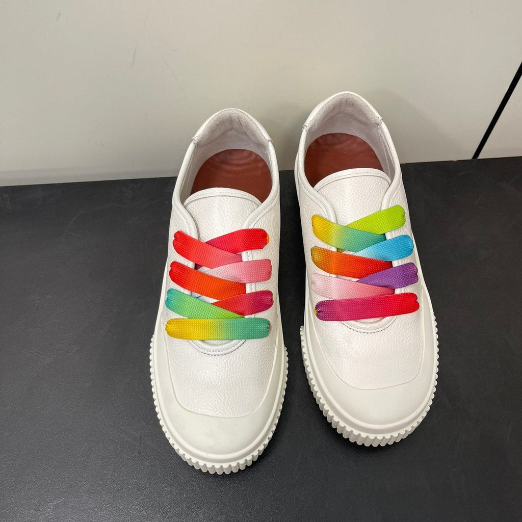 LP CLASSIC BISCUIT SNEAKERS WHITE WITH MULTI-COLOR LACES CALFSKIN