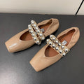ALAIA BALLET FLATS IN ALMOND BEIGE GLOSSY CALFSKIN WITH SILVER HARDWARE