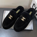 LOAFERS MULE IN BLACK SUEDE AND FLEECE LINING